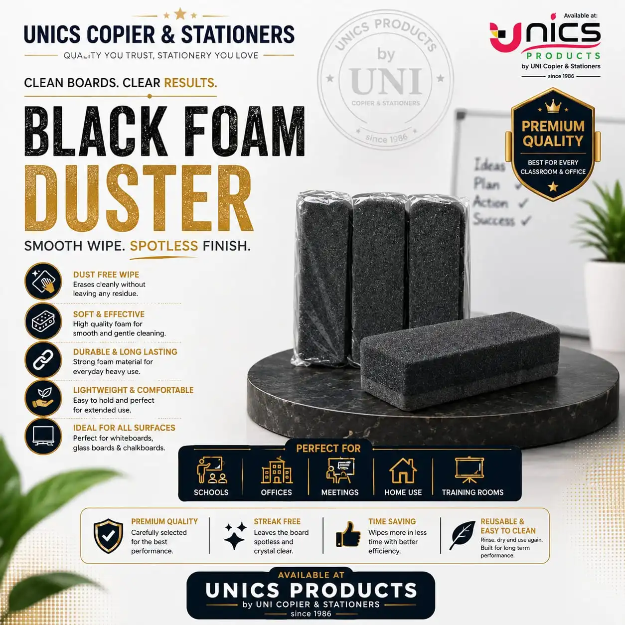 Black Foam Duster - Pack of 12