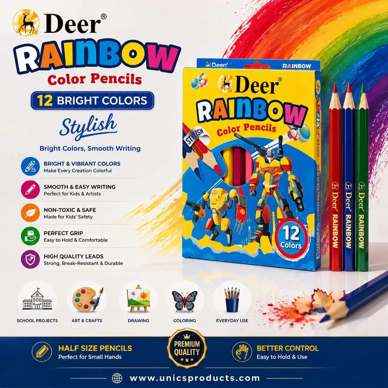 Deer Rainbow Color Pencils - Image 2