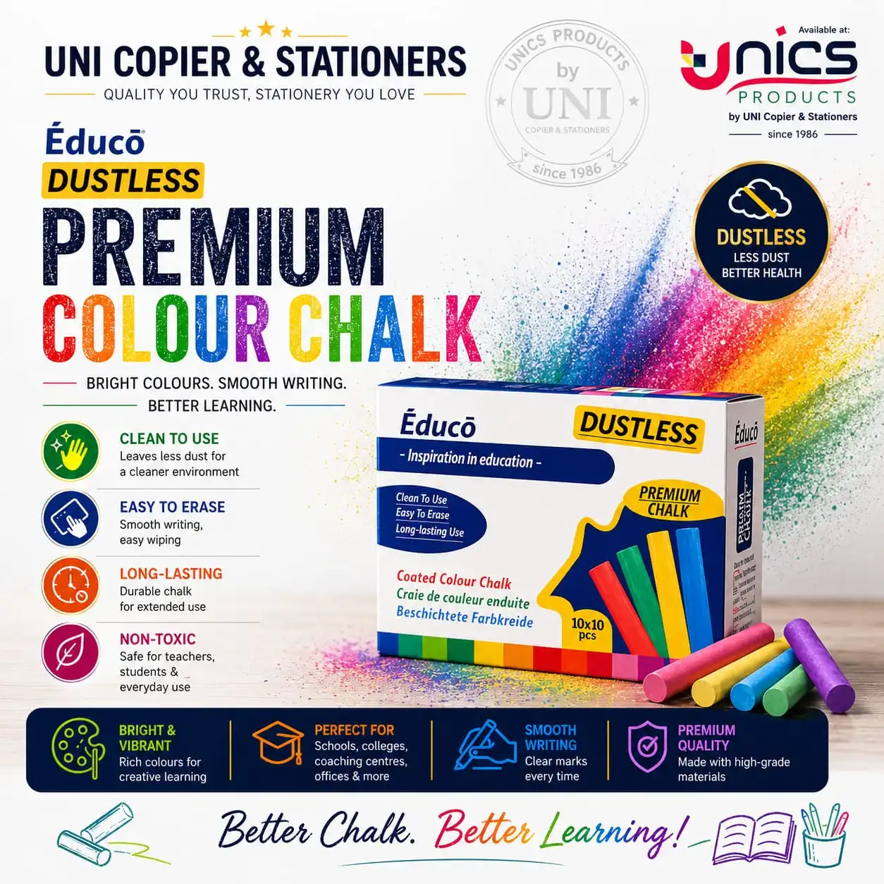 Educo Dustless Premium Color Chalk