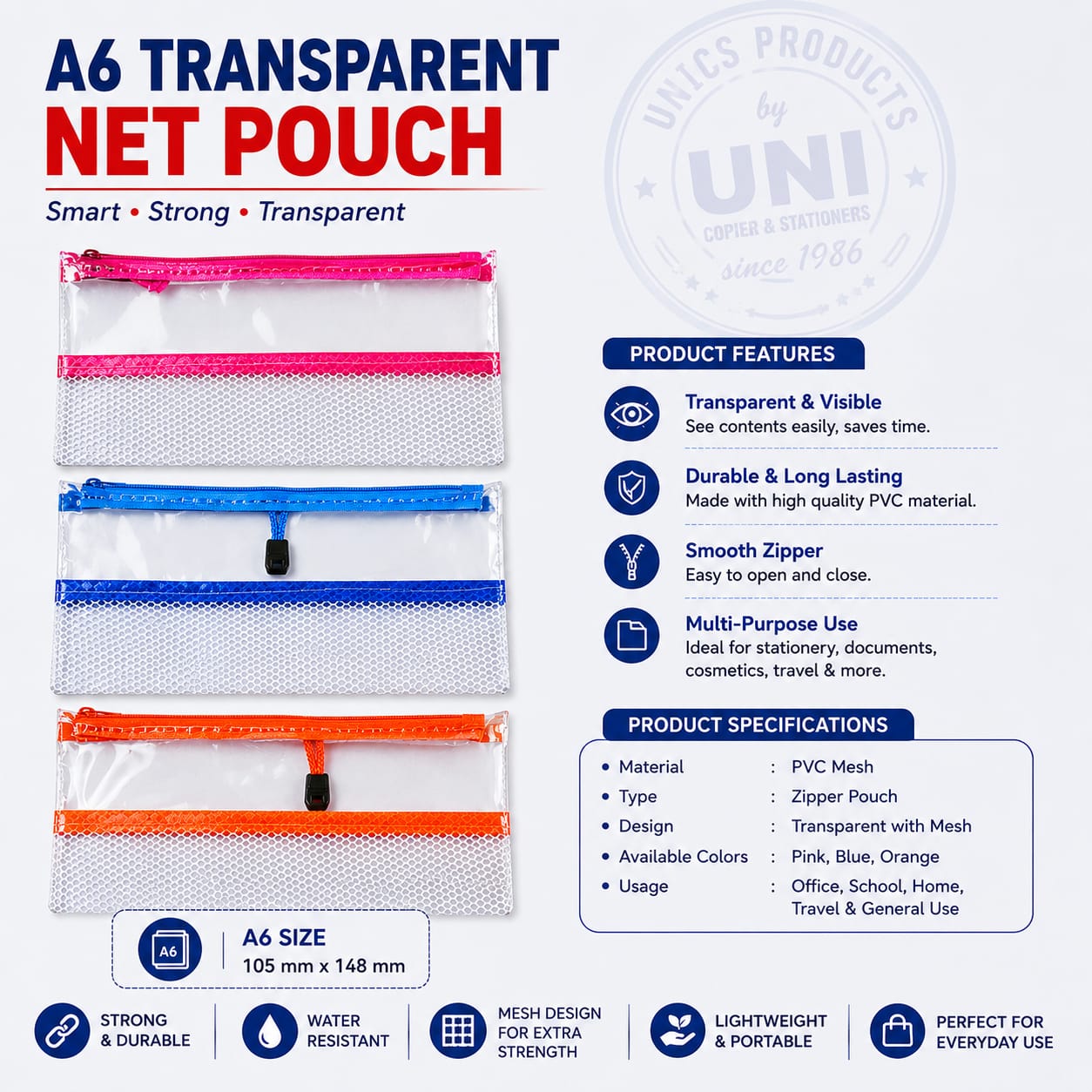 A6 Transparent Net Pouch (Local)