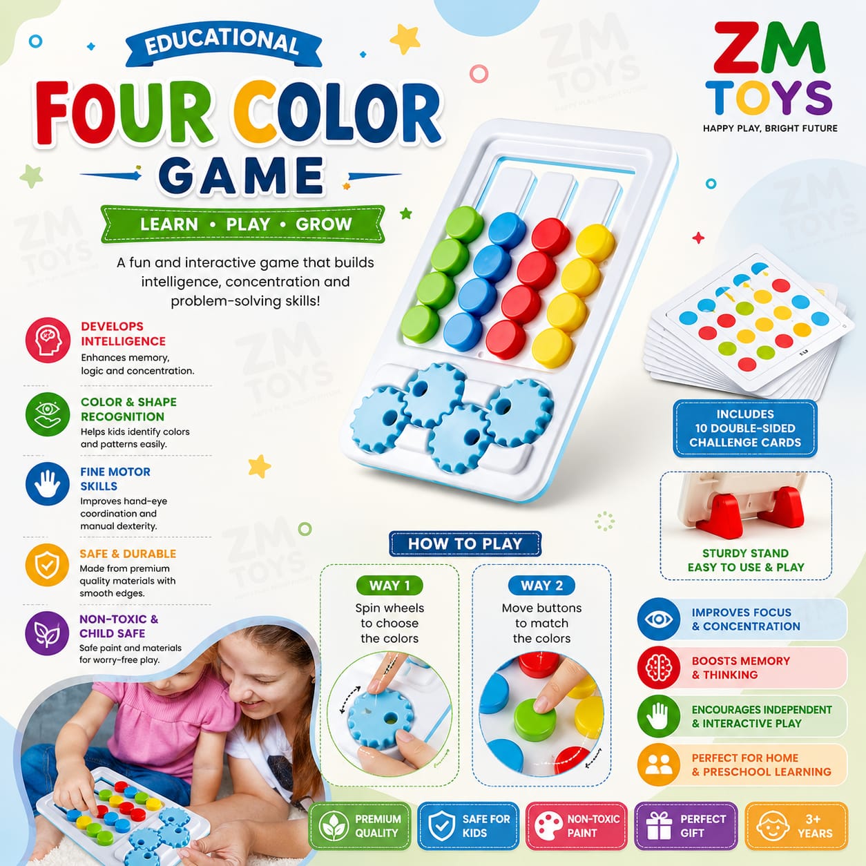 Educational Four Color Game with Gear