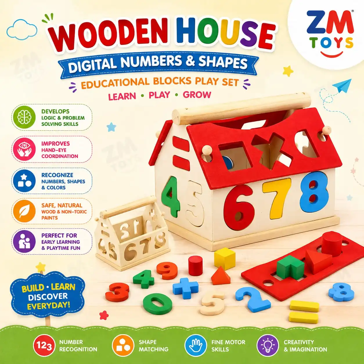 Wooden House Digital Numbers & Shapes