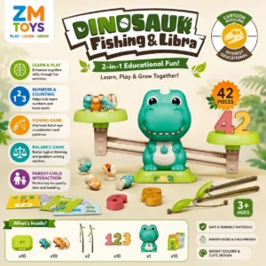 2-in-1 Dinosaur Themed Fishing & Libra Toy