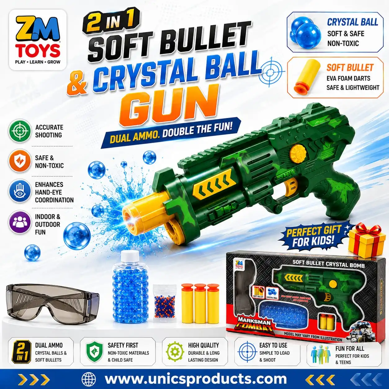 2 in 1 Soft Bullet & Crystal Ball Gun