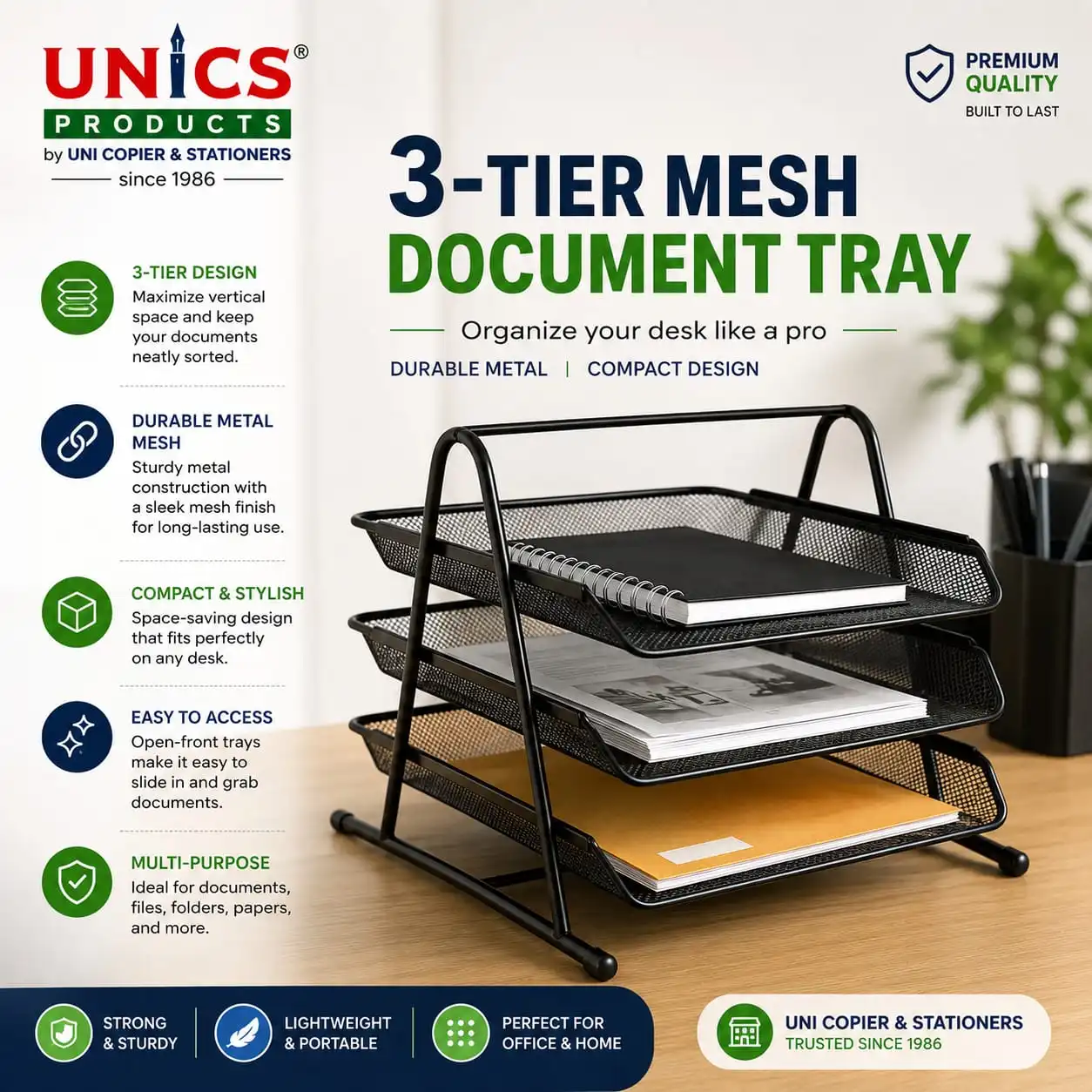 3-Tier Mesh Document Tray