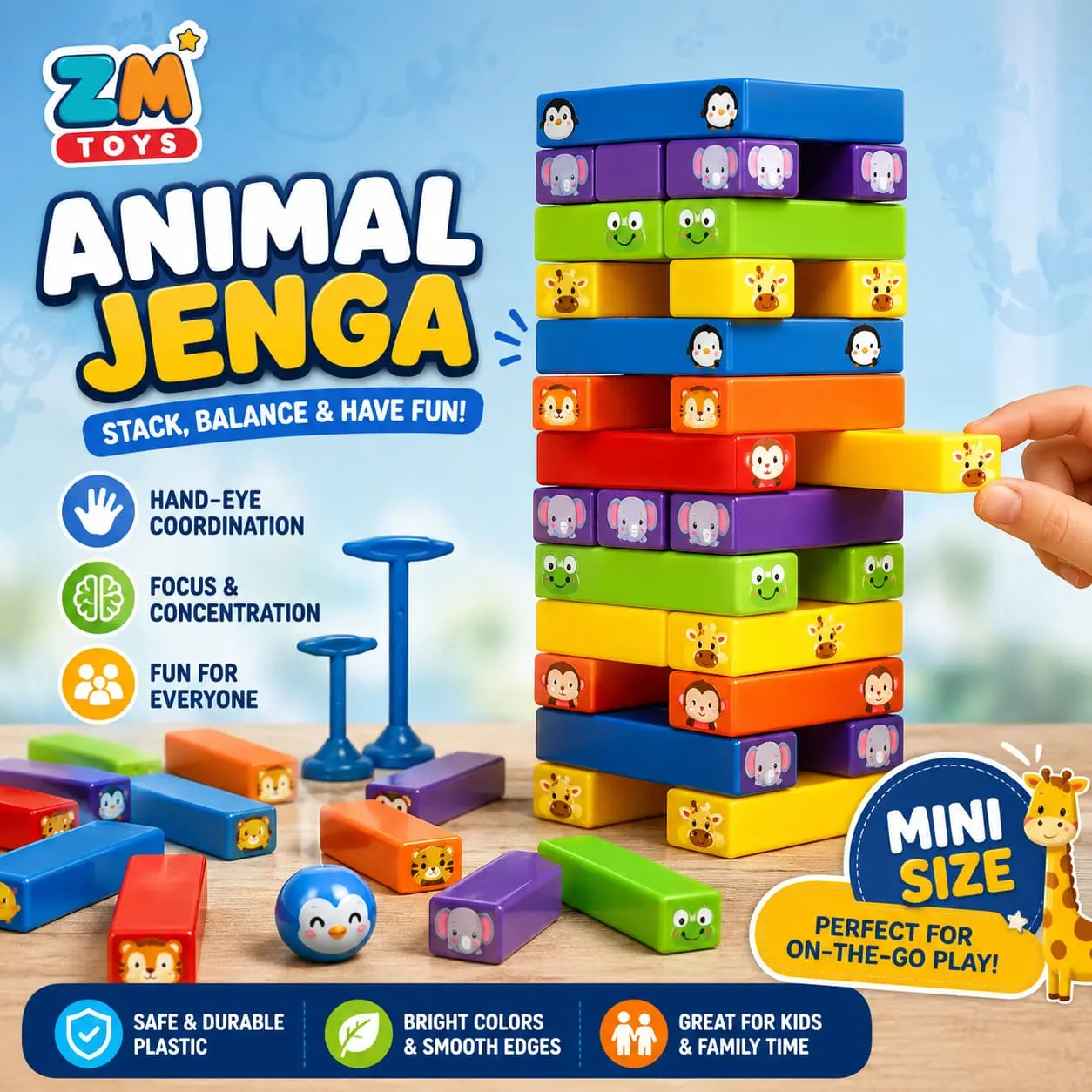 Animal Jenga Game Plastic edition
