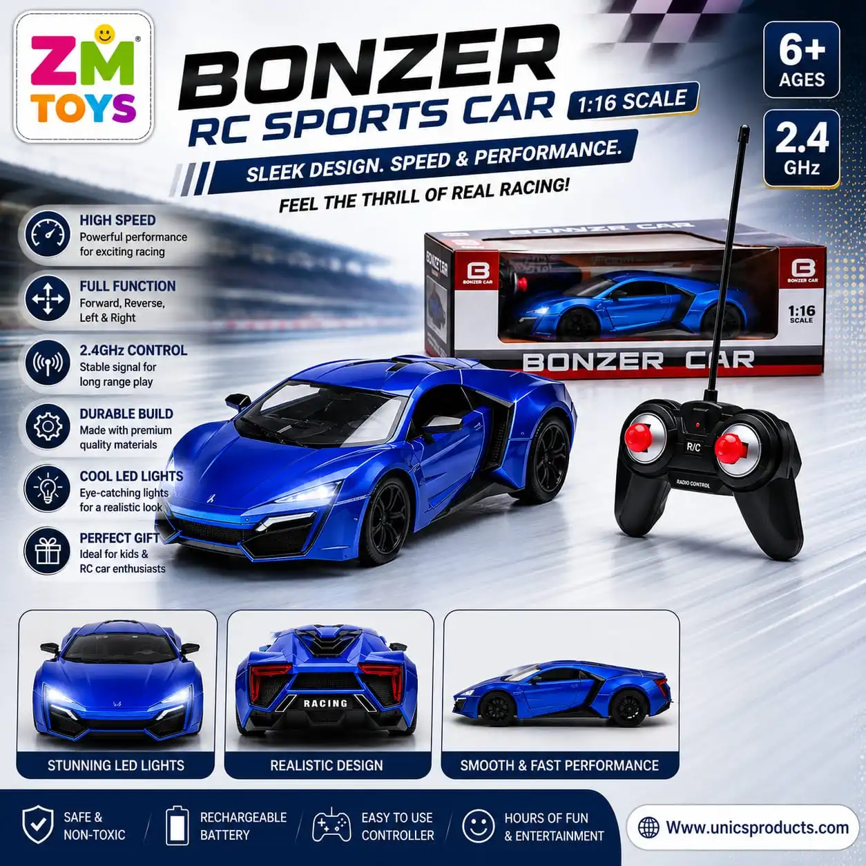 BONZER RC Sports Car – 1:16 Scale