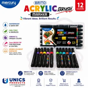 BRITO Acrylic Brush Markers - Set of 12