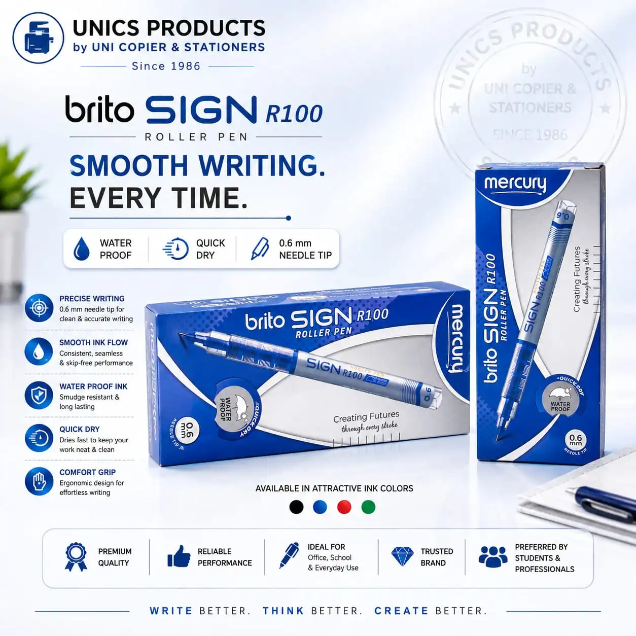 BRITO SIGN R100 Roller Pen - Pack of 10