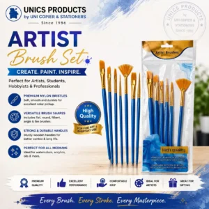 Premium Blue Artist Brush Set - 10 Pcs