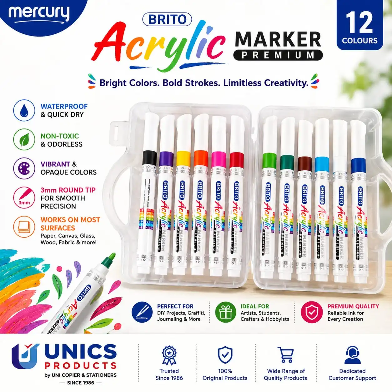 Brito Acrylic Markers - Set of 12
