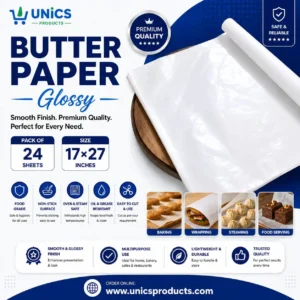 Butter Paper (Glossy) - Pack of 24 Sheets - Size: 17 × 27 Inches