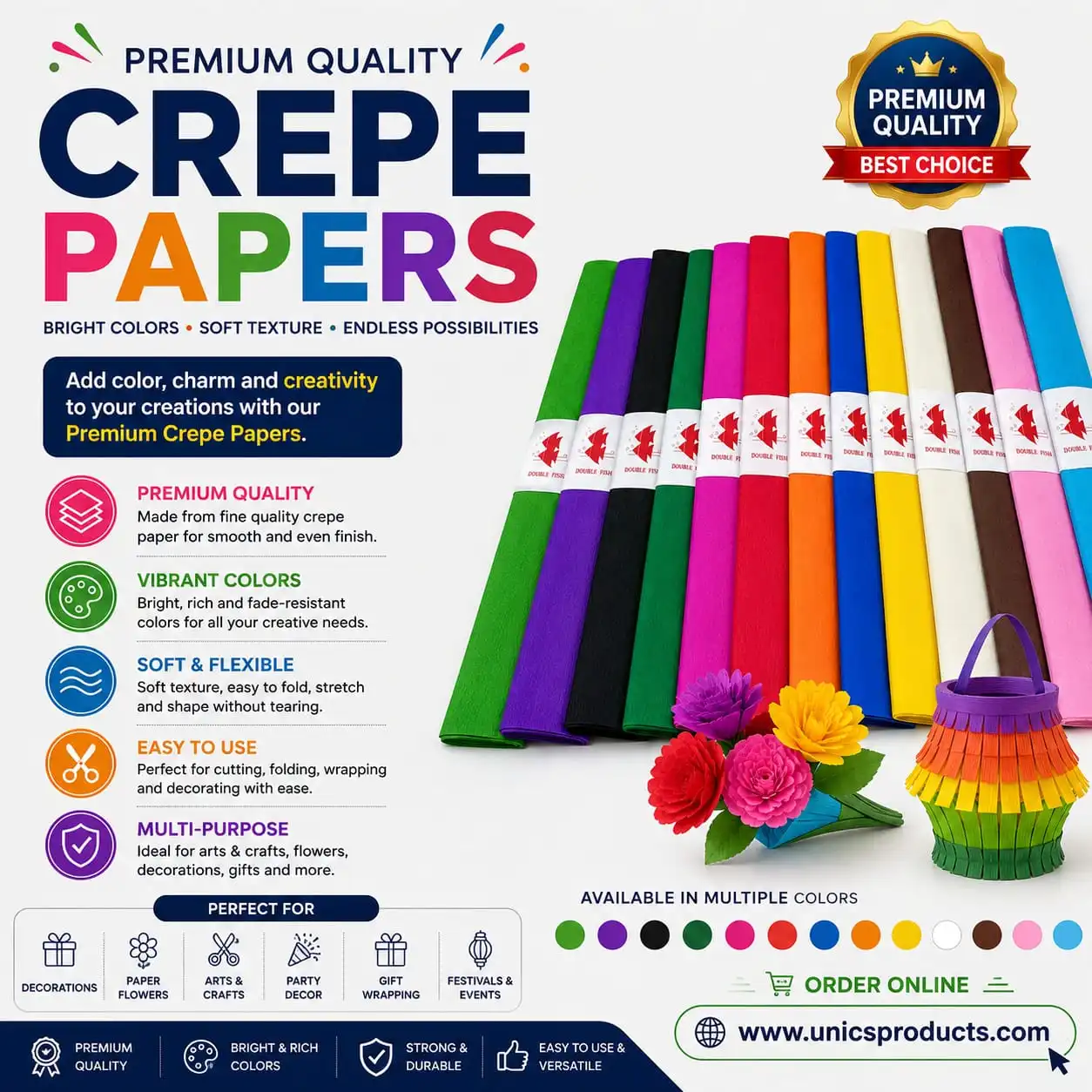 Crepe Papers - Soft & Flexible Texture