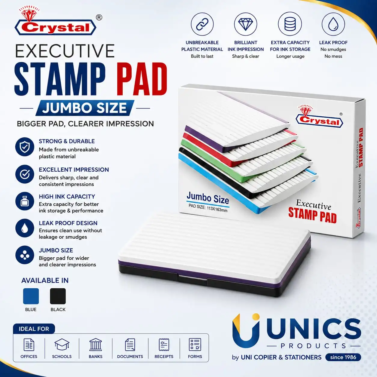 Crystal Executive Stamp Pad – Jumbo Size