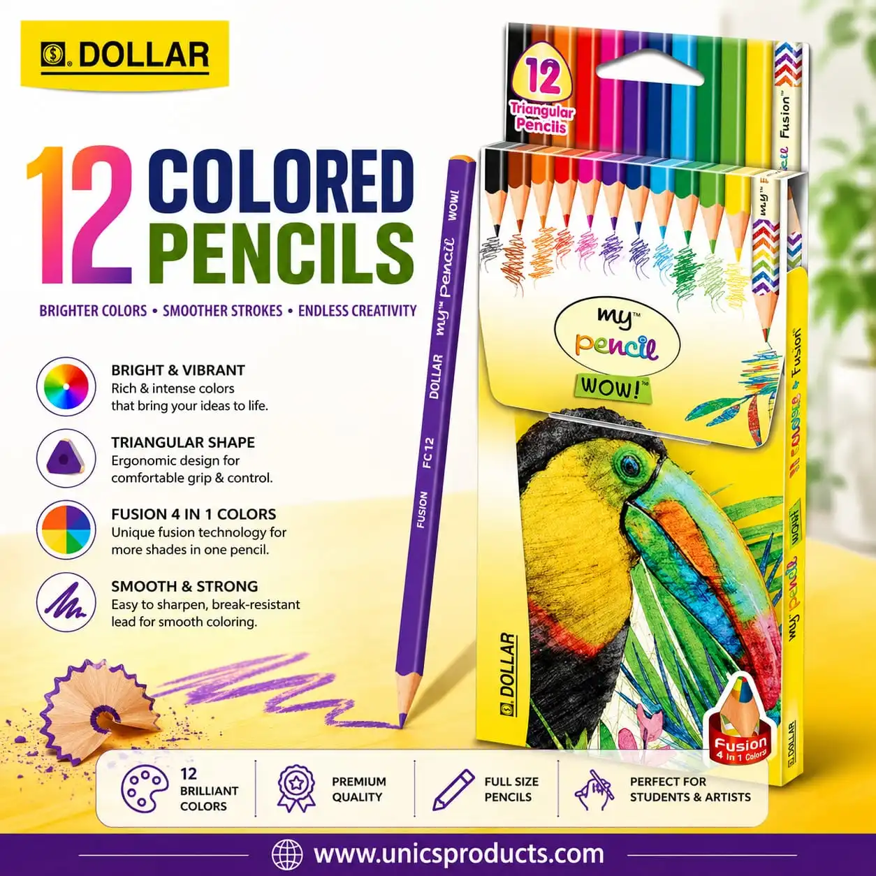 Dollar 12 Colored Pencils - Full Size