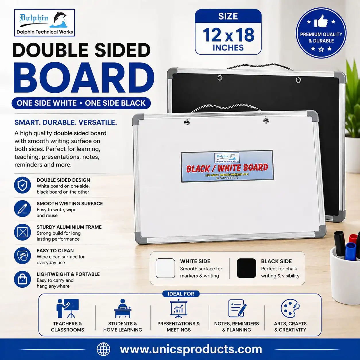 Double-Sided White & Black Board - Image 2