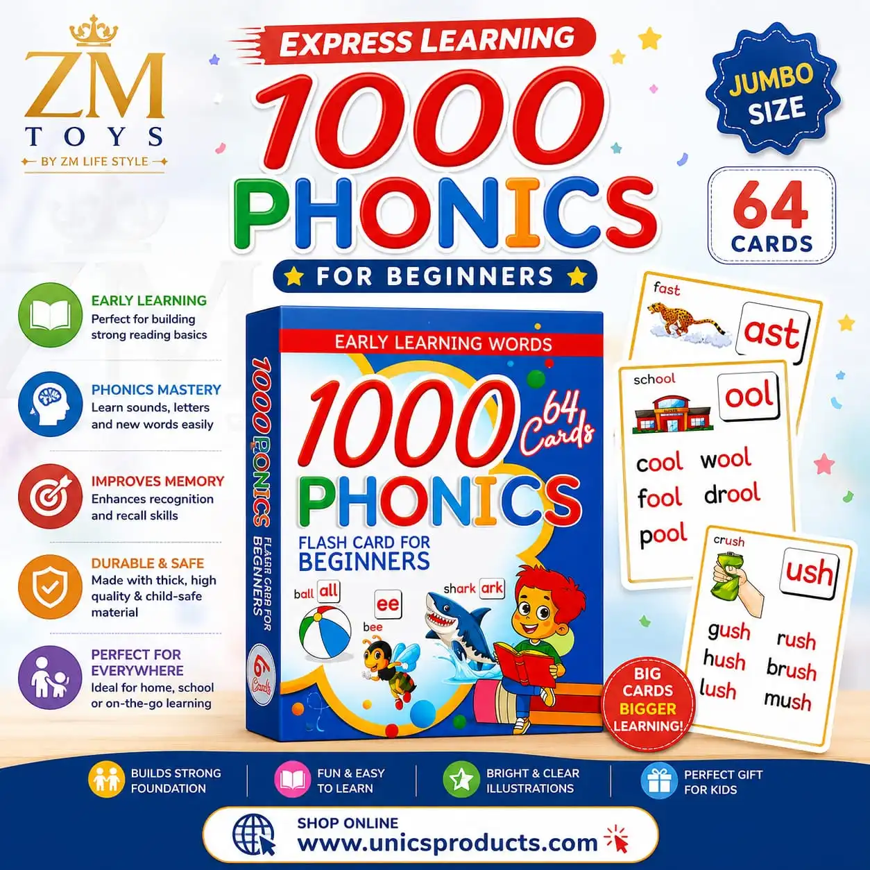 Ezpress Learning 1000 Phonics For Beginners – Jumbo Size