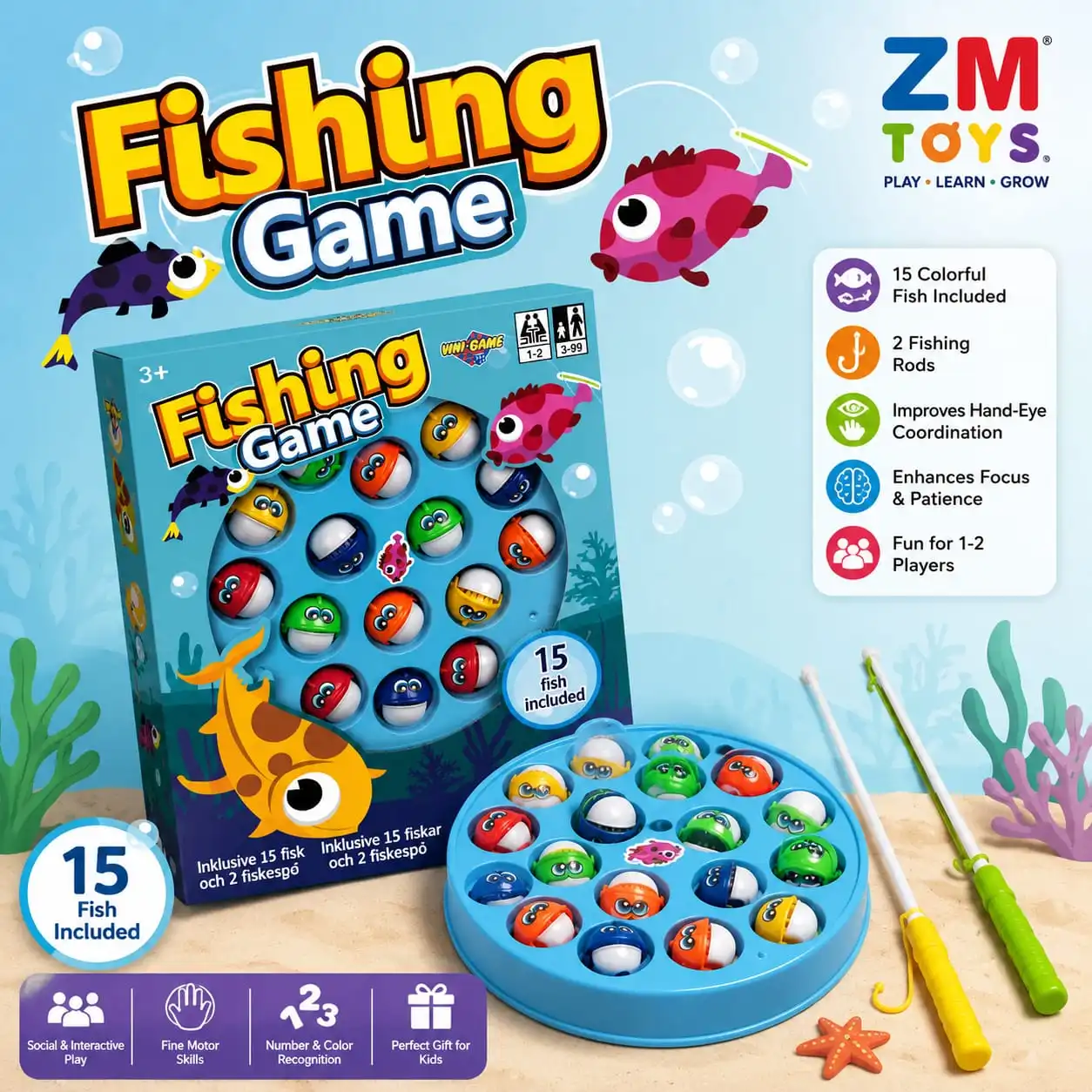 Fishing Game – 15 Fish Included