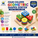 Four Column Geometric Shapes Sorter – Wooden Learning Toy