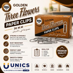 Golden Three Flowers Paper Clips (36 MM)