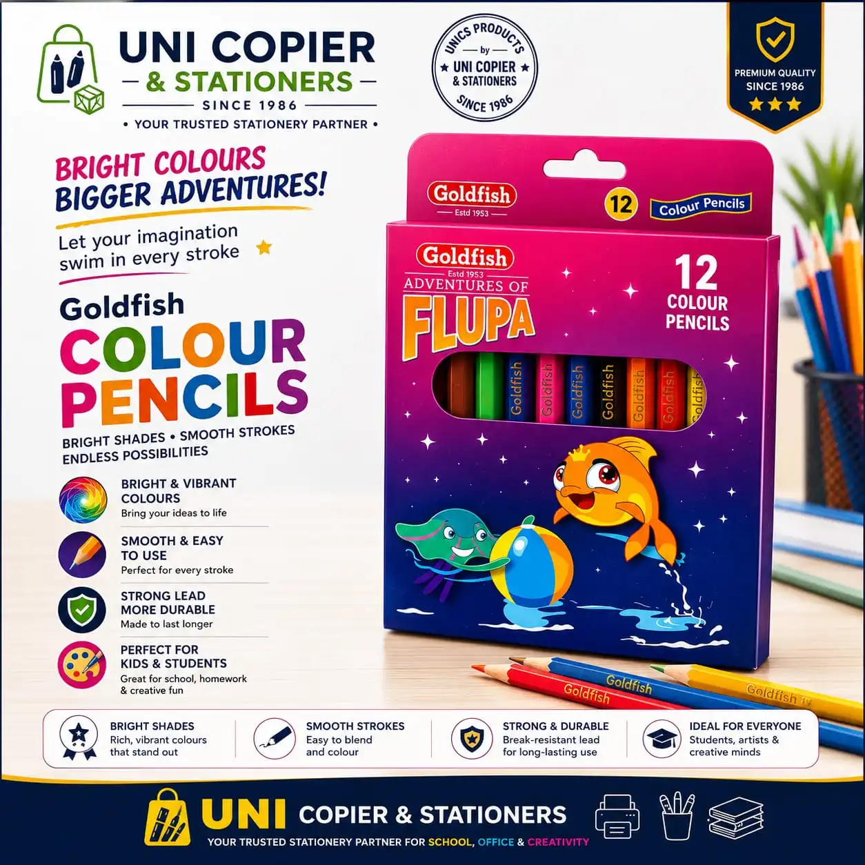 Goldfish Half Color Pencils - 12 Colors Pack