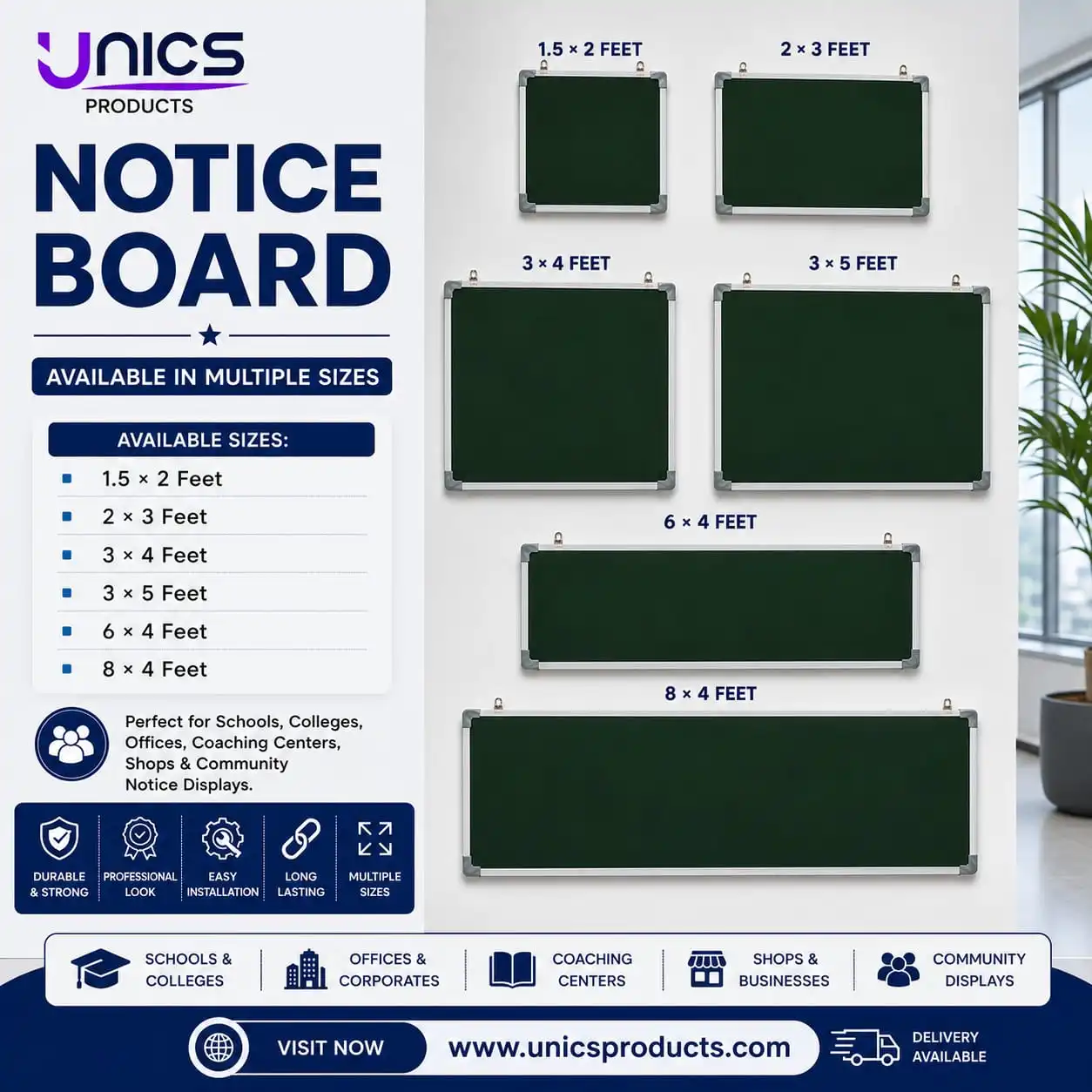 Notice Boards - Cork Surface - Aluminum Frame