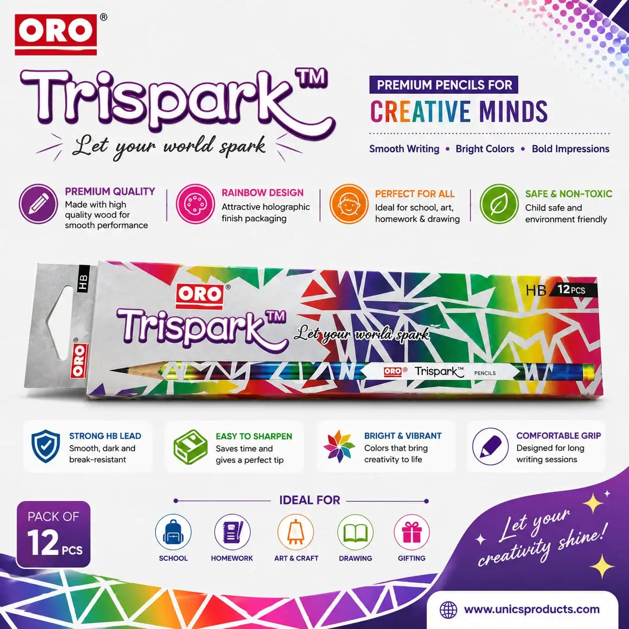 ORO Trispark HB Pencils - Pack of 12