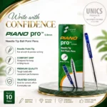 PIANO Pro 0.8mm Needle Tip Ball Point Pen - Pack of 10 Pcs