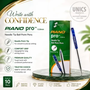PIANO Pro 0.8mm Needle Tip Ball Point Pen - Pack of 10 Pcs