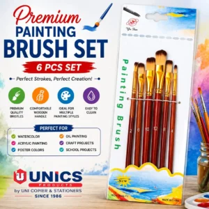 Premium Brown Painting Brush Set – 6 Pcs