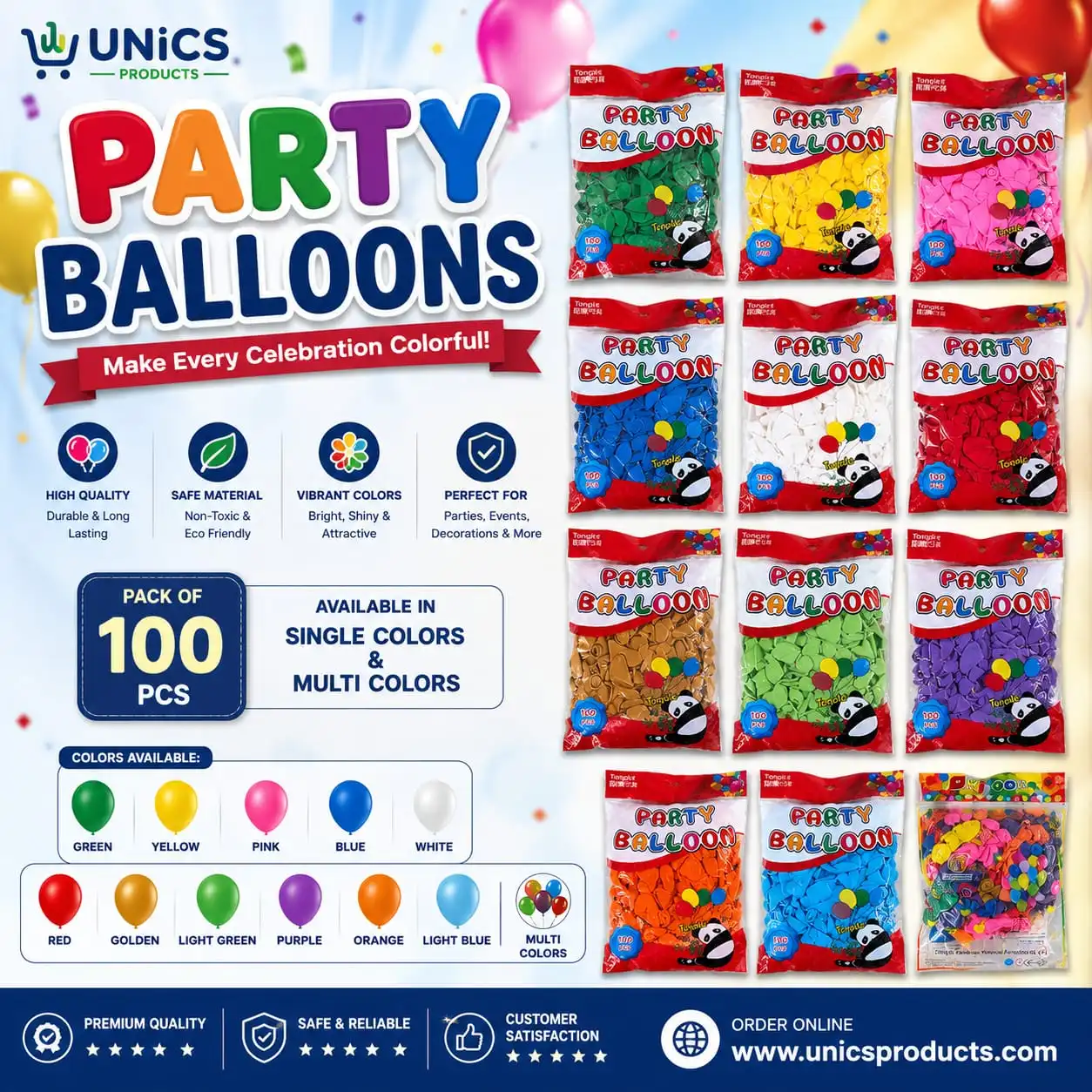 Party Balloons – Pack of 100