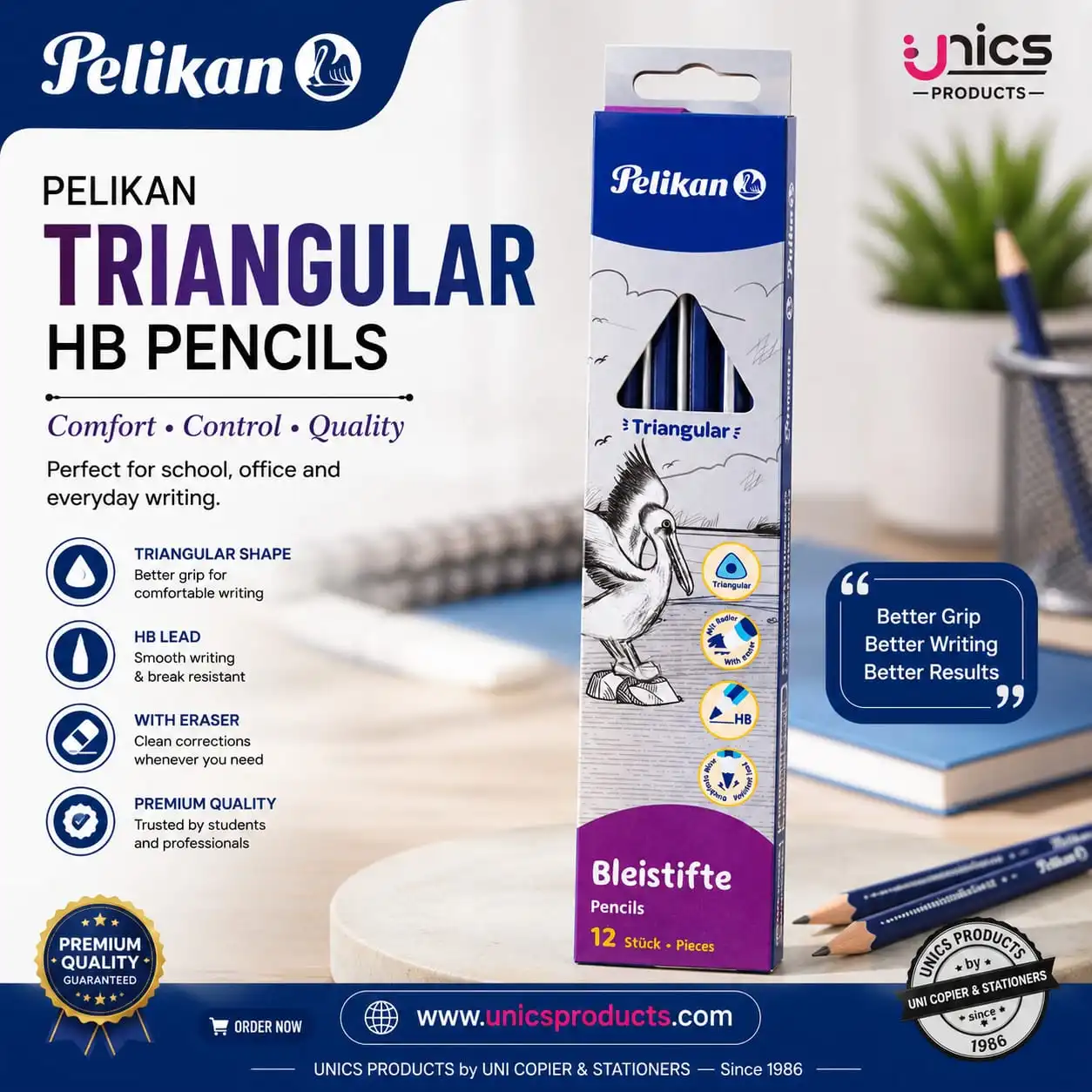 Pelikan Triangular HB Pencils – Pack of 12
