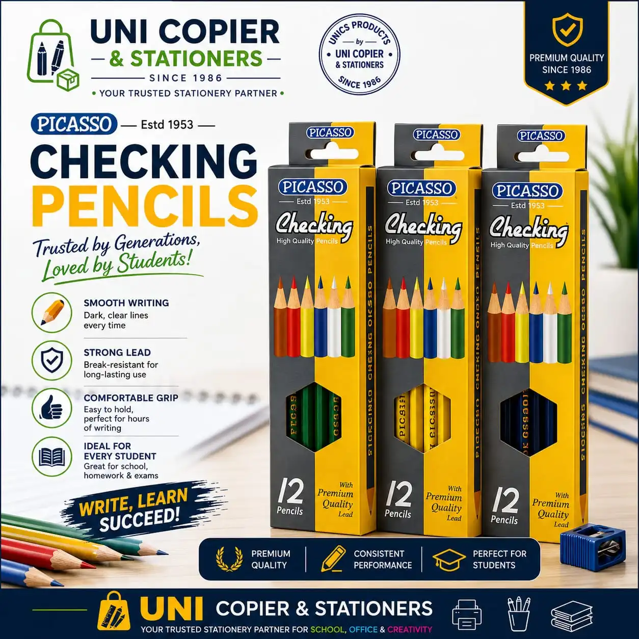 Picasso Checking Pencils - Pack of 12