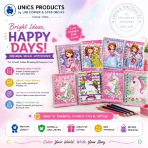 Premium Kids Spiral Notebooks - Pack of 4