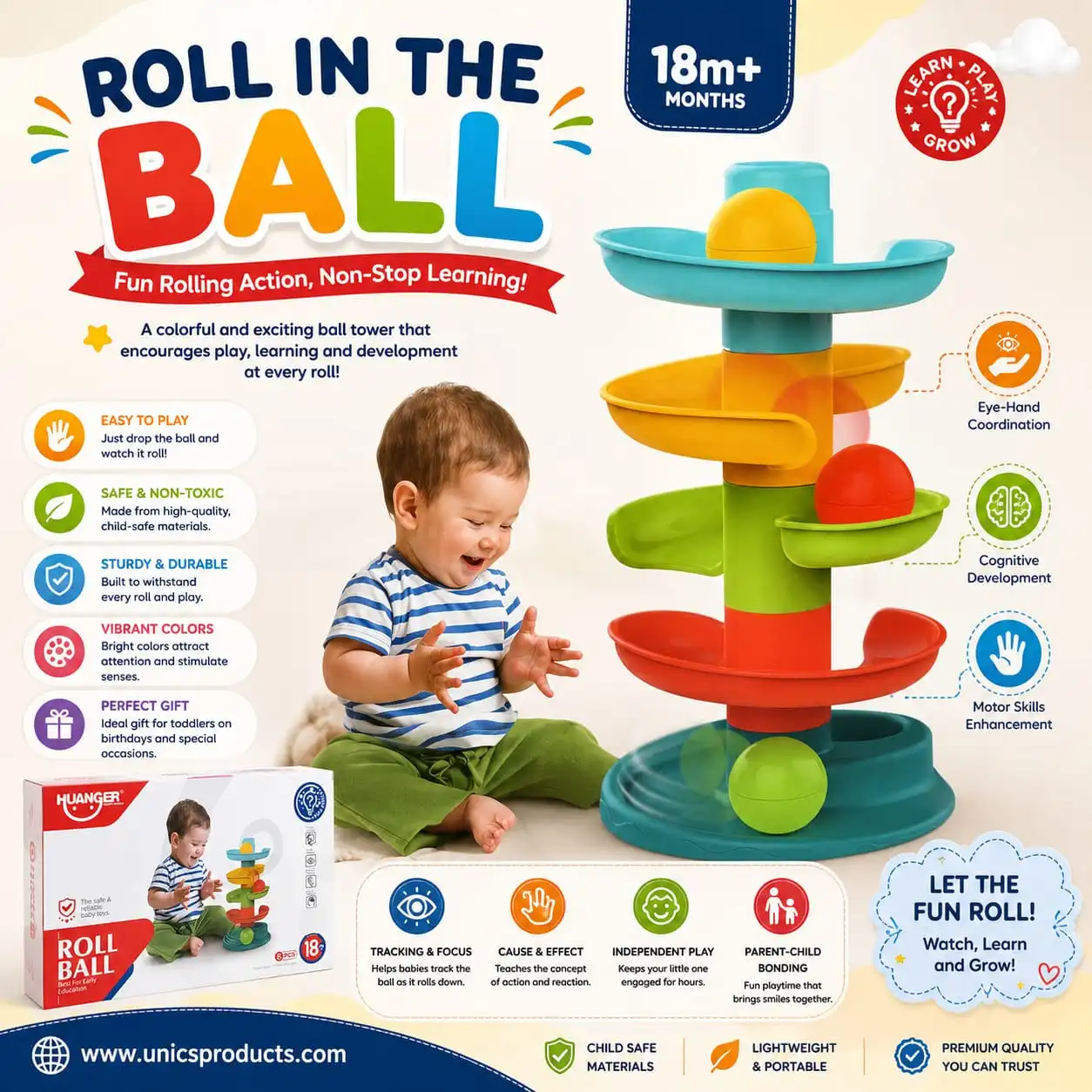 Roll in The Ball Toy For Toddlers