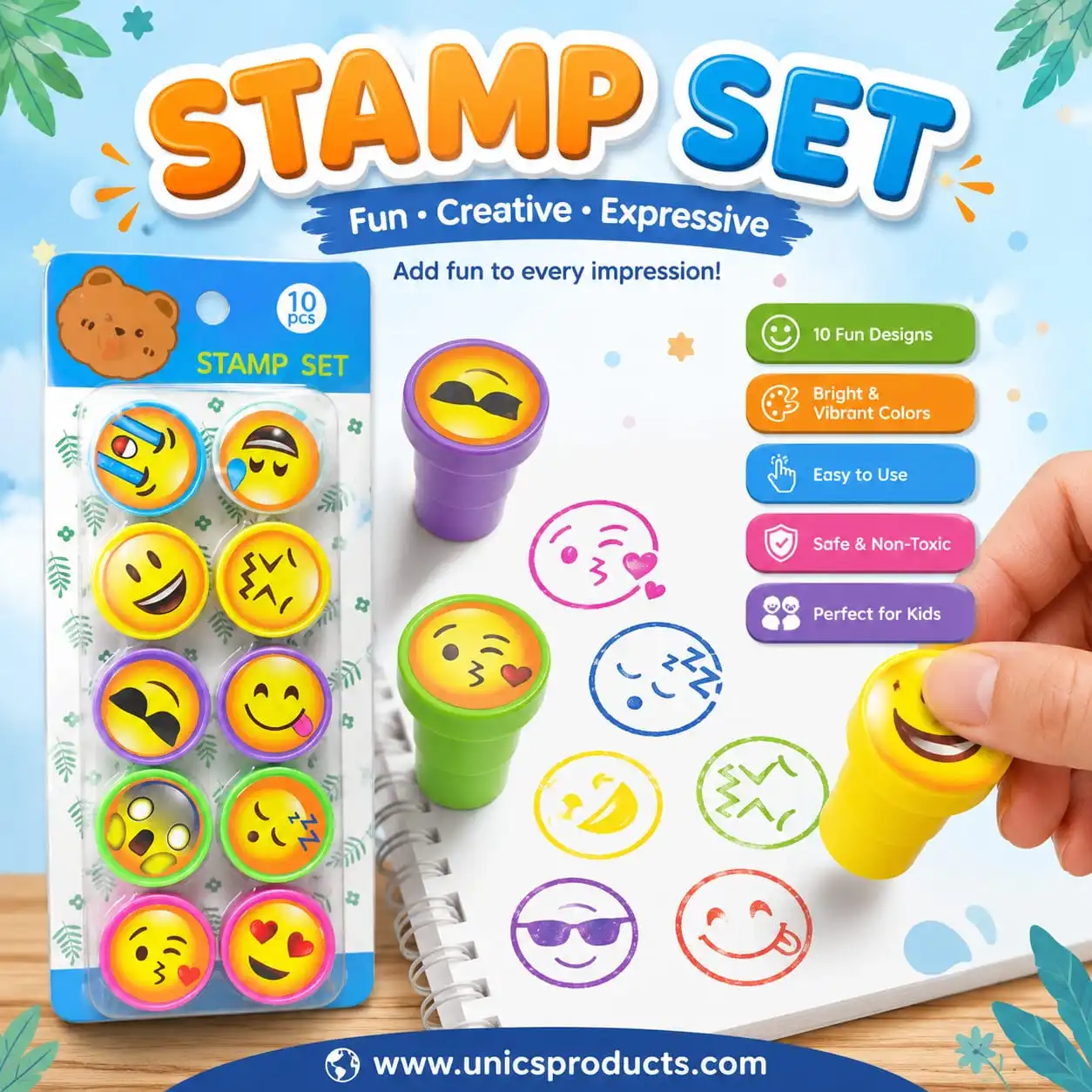 Emoji Design Stamp Set – Pack of 10