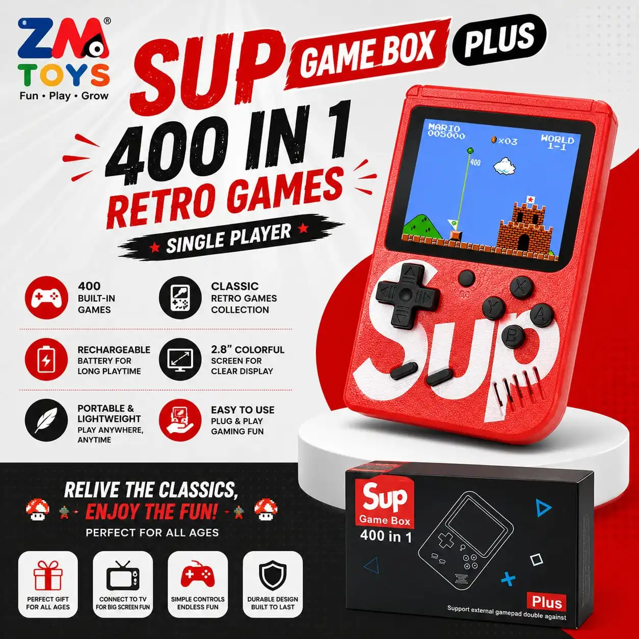 SUP Game Box Plus 400 in 1 Single Player Retro Games