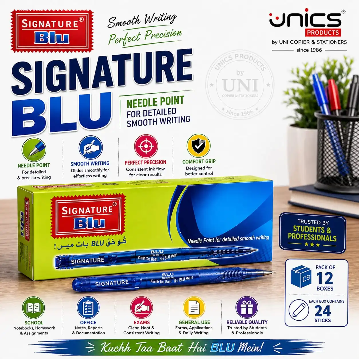 Signature Blu Needle Point Pen - Pack of 10