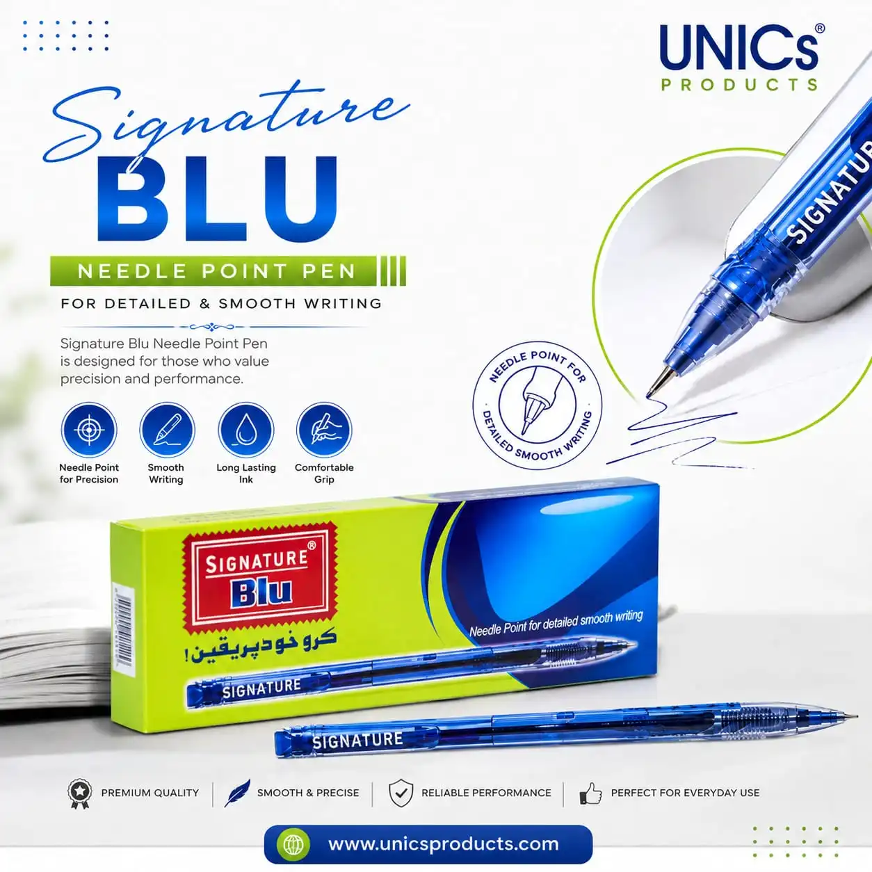 Signature Blu Needle Point Pen - Pack of 10