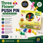 Three Flower Push Pin - 25-Pieces
