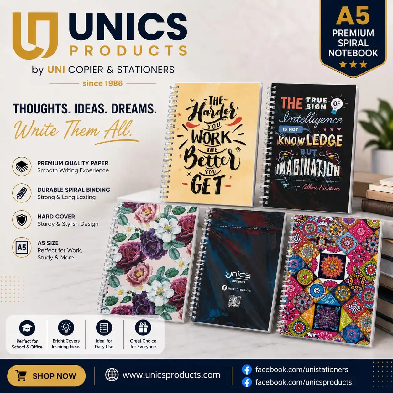 UNICS A5 Premium Spiral Notebook