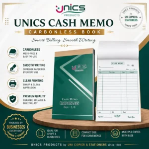 UNICS Carbonless Cash Memo Book (1/8 Size)