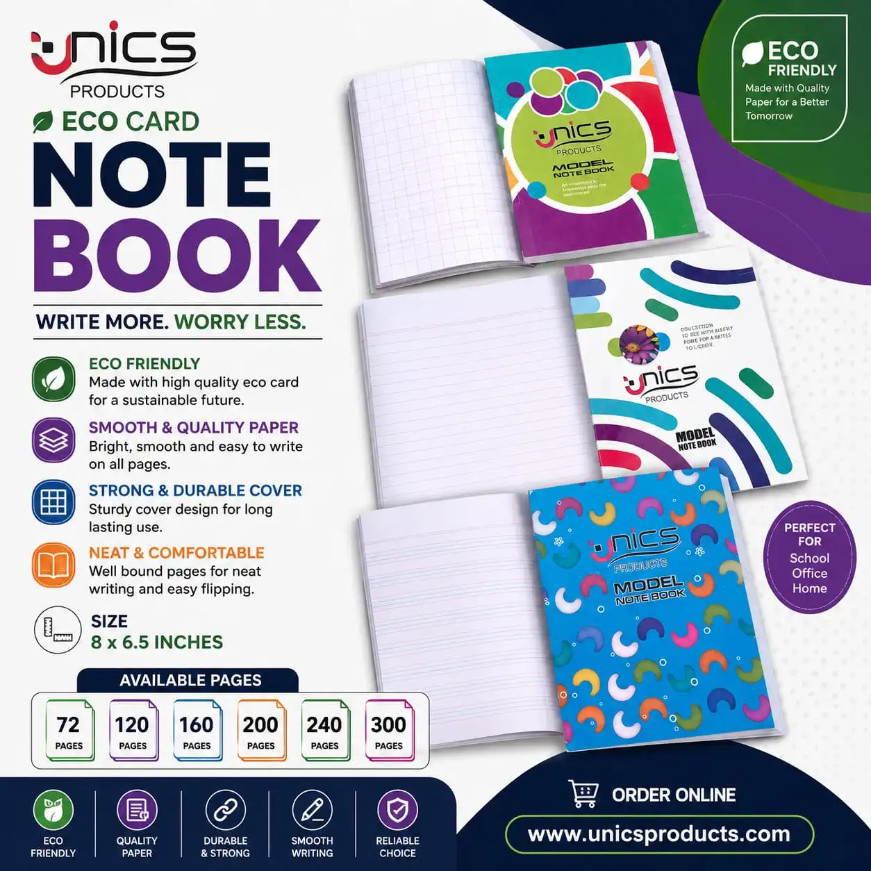 UNICS Eco Card NoteBook - Size: 8 × 6.5 Inches