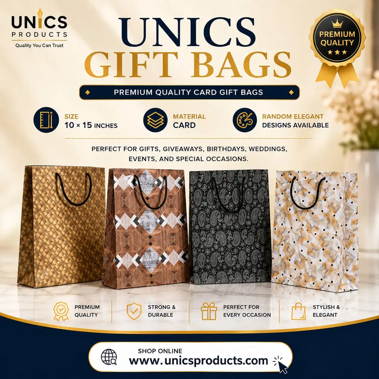 UNICS Gift Bags - Pack of 12