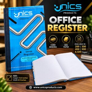 UNICS Office Register Hard Binding - Size: 13.5 × 8.5 Inches