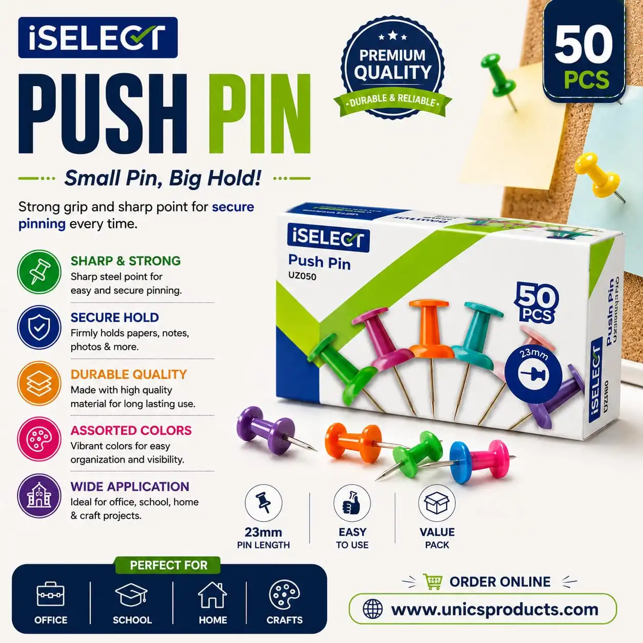 iSELECT Push Pins - 50 Pieces