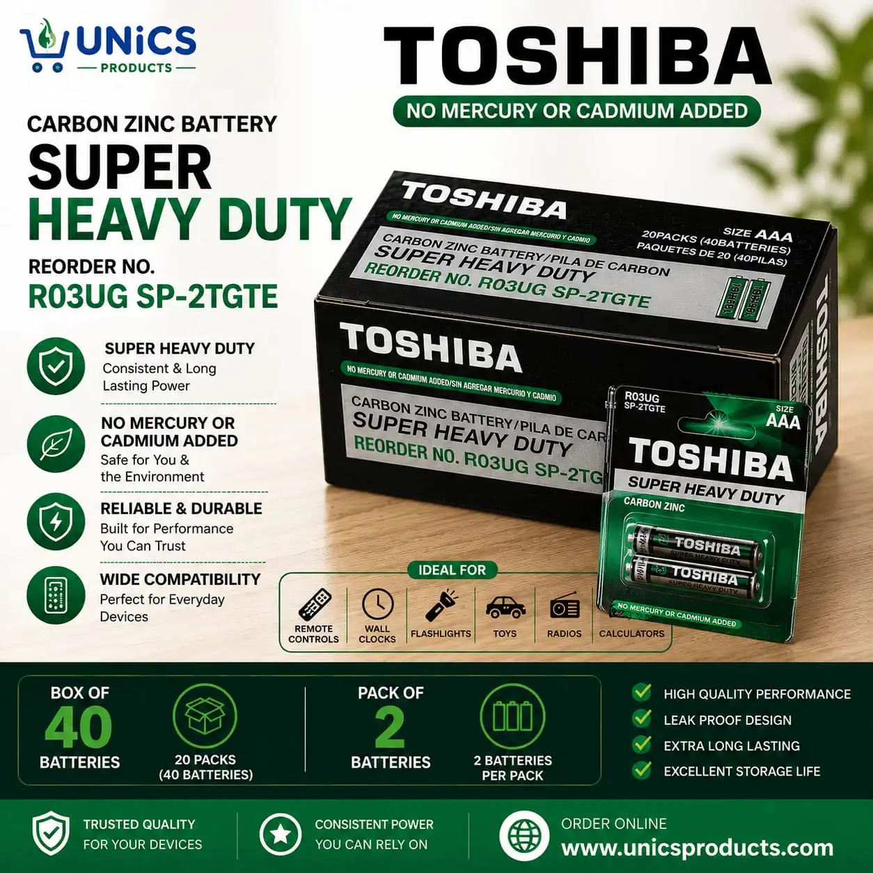 TOSHIBA Super Heavy Duty AAA Batteries