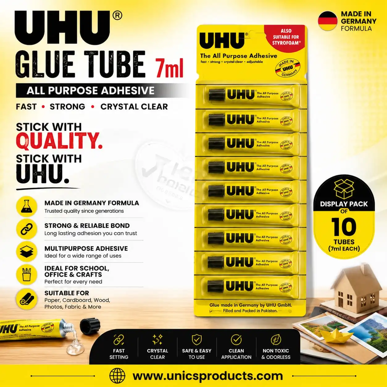 UHU Glue Tube 7ml - Pack of 10