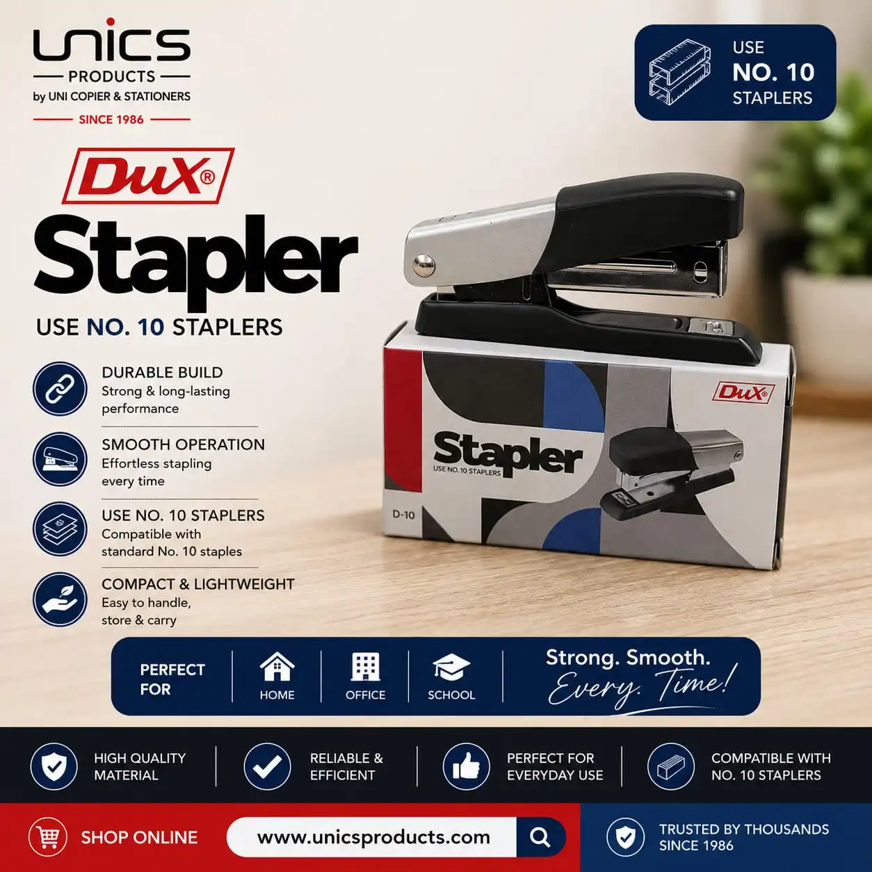 Dux D-10 Stapler - 10 to 15 Sheets Capacity