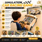 Kids Racing Car Adventure Game Steering Wheel Toy with Lights & Driving Simulator